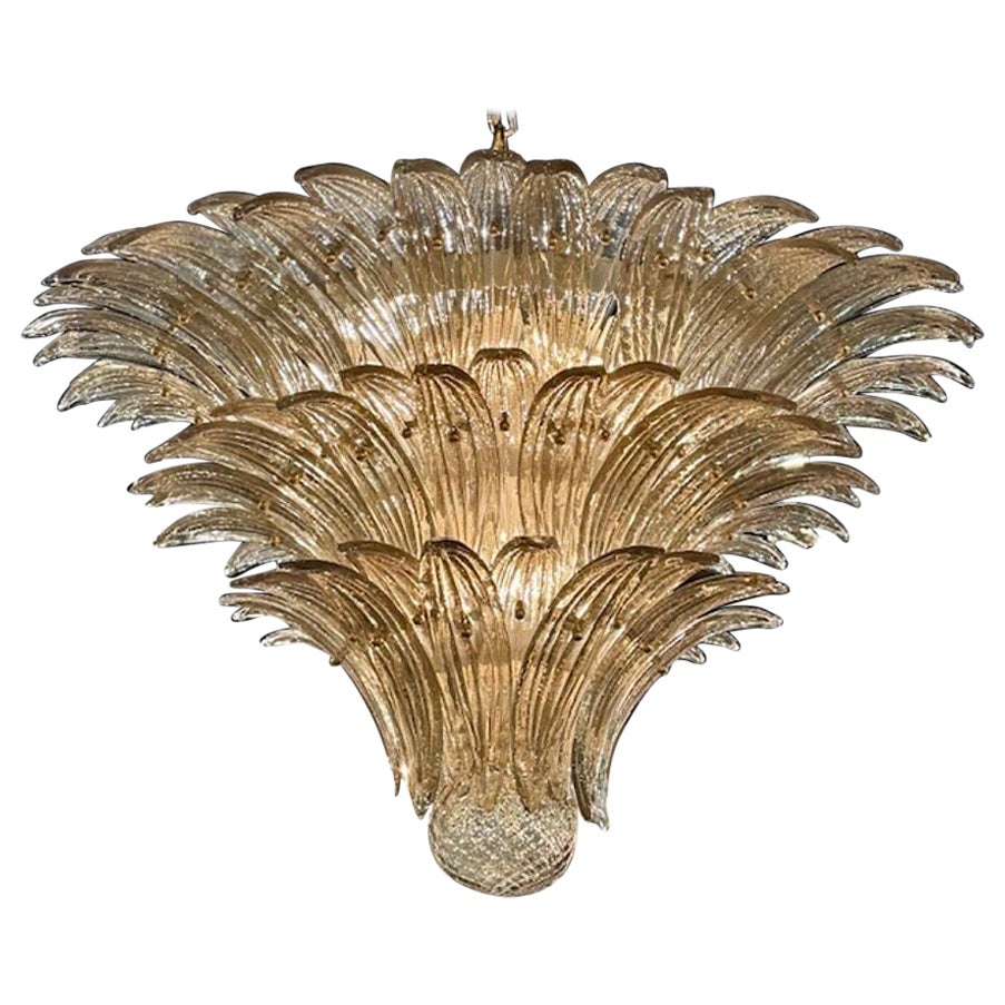 Murano Fume Glass "palmette" Chandelier For Sale