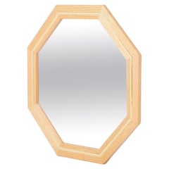 Miroir octogonal du milieu du siècle en faux bambou et laiton