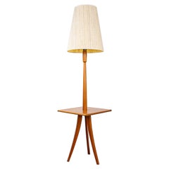Vintage Teak Danish Modern Floor Lamp with Table