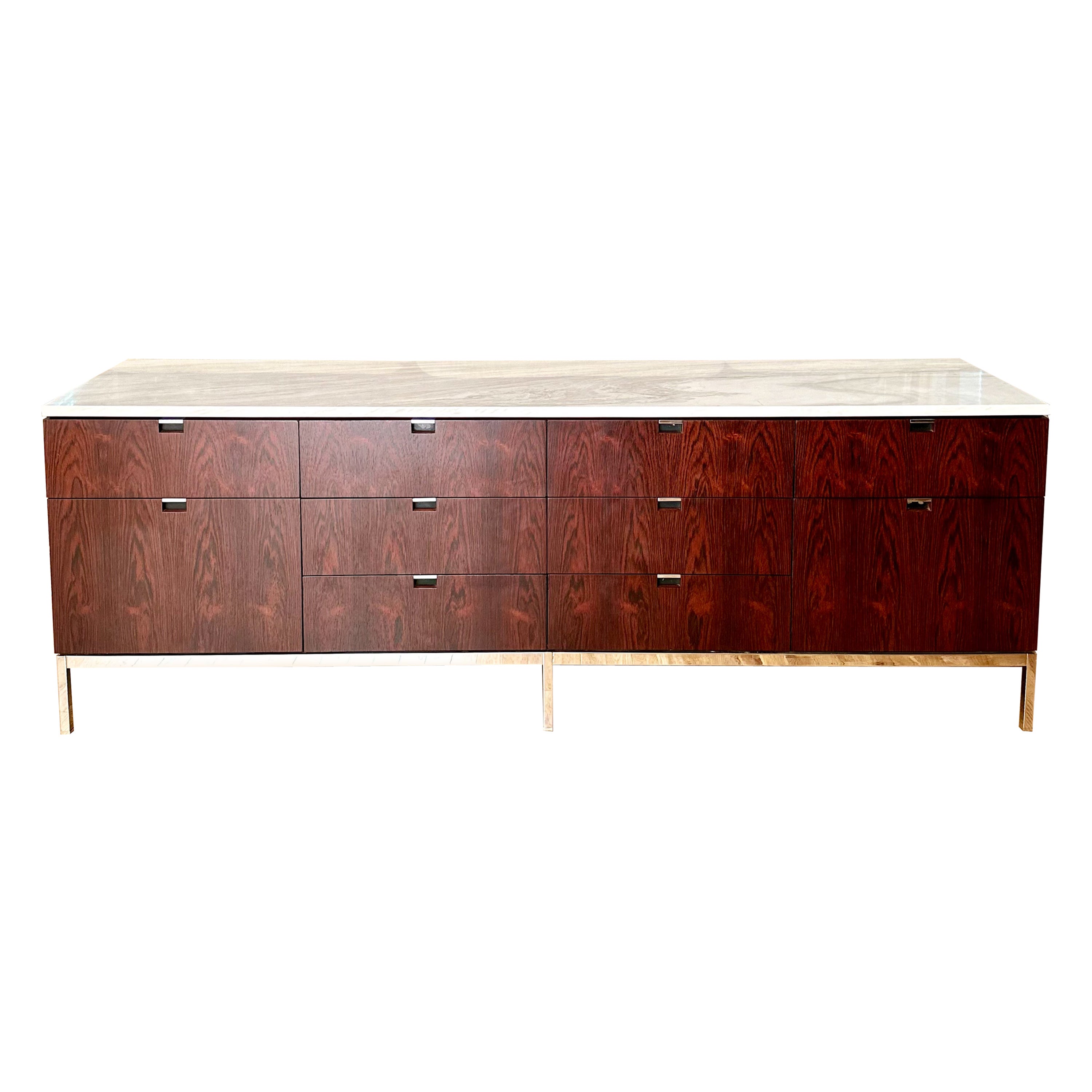 1960s Florence Knoll Rosewood and Marble 4 Position Credenza For Sale