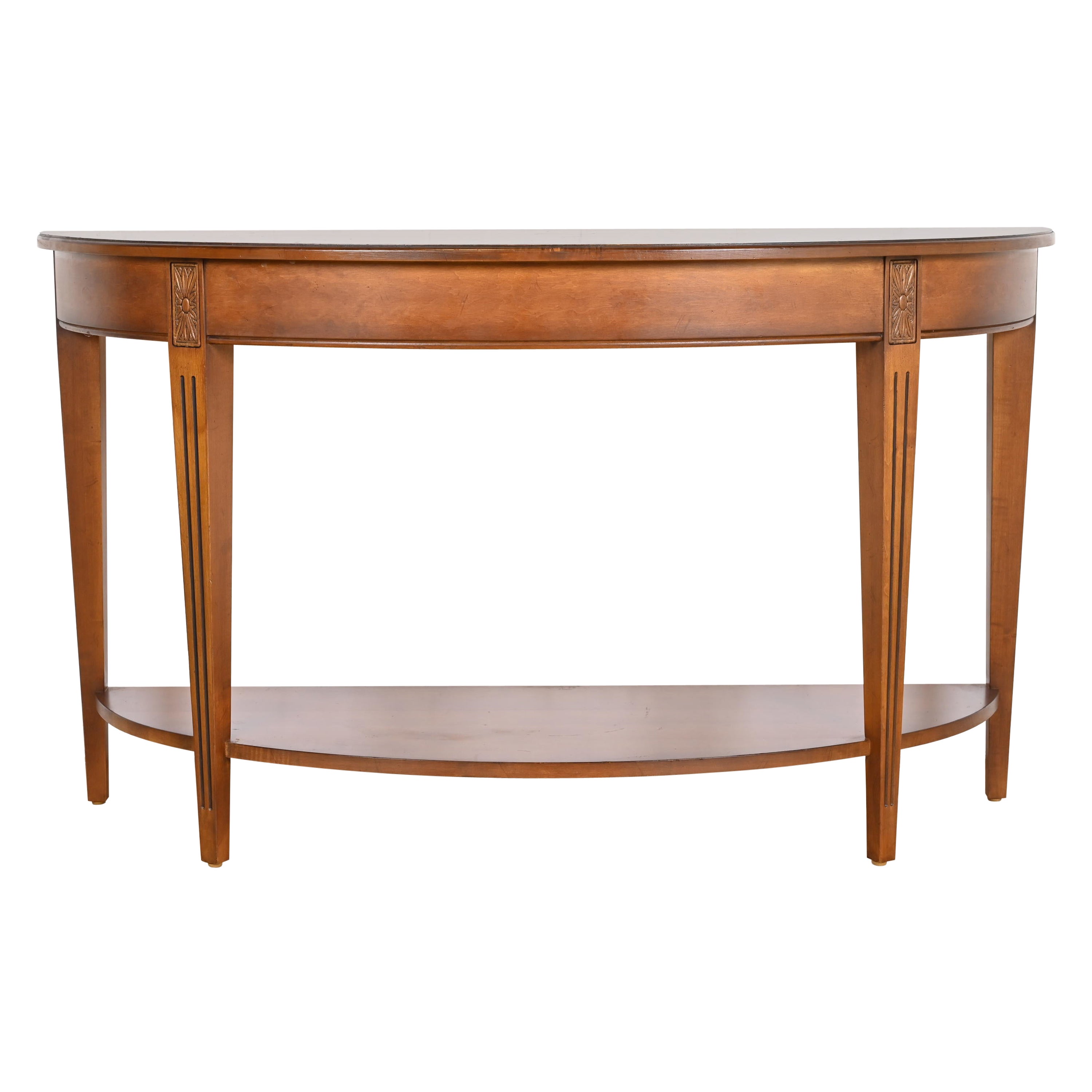 French Country Maple Demilune Console Table or Sofa Table For Sale