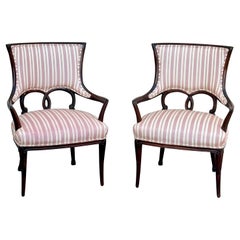 Retro A Pair of Grosfeld House Style Ebonized Armchairs