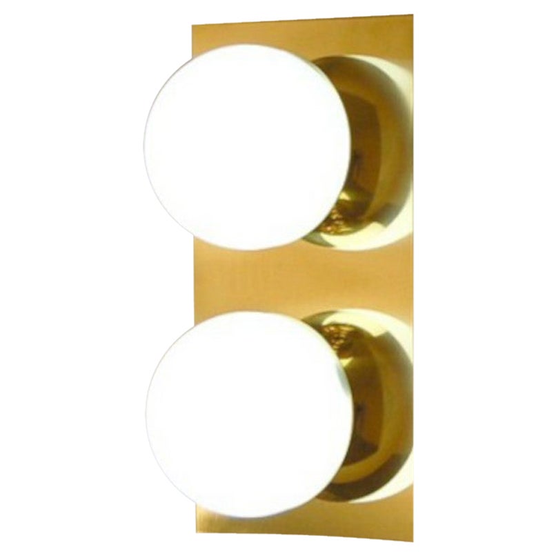 Italian Modern Brass and Opaline Glass Sconce / Flush Mount by Fabio Ltd For Sale