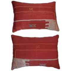 Pair of Flat-Weave Silk Pillows