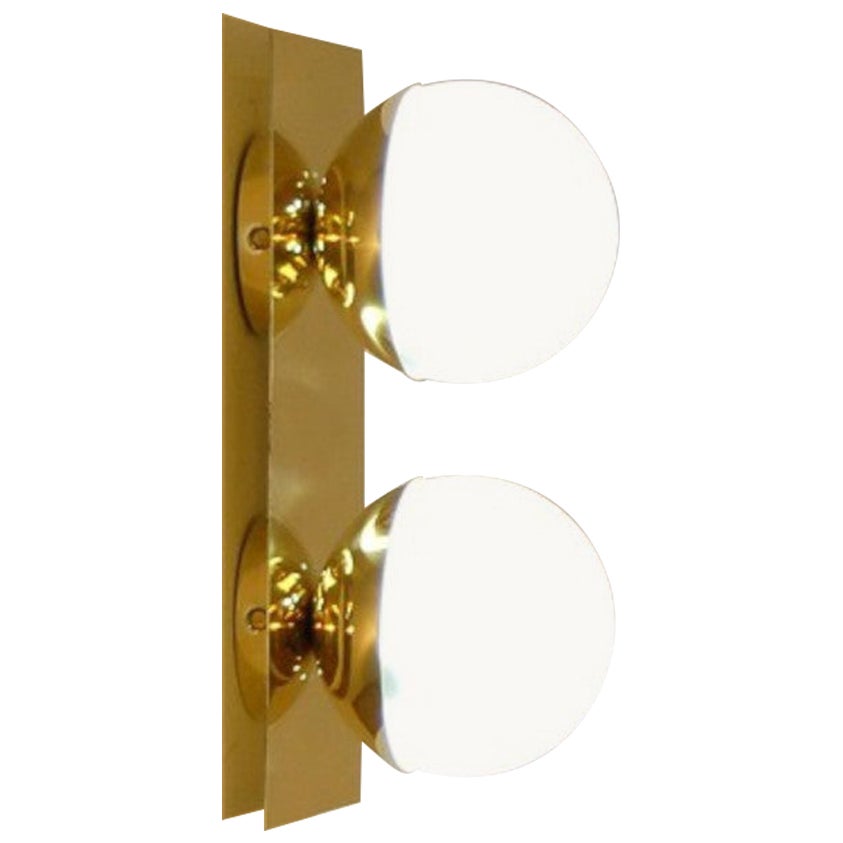 Italian Modern Brass and Opaline Glass Sconce / Flush Mount by Fabio Ltd For Sale