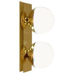 Italian Modern Brass and Opaline Glass Sconce / Flush Mount by Fabio Ltd