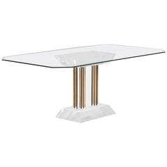 Outstanding Lucite and Brass Dining Table