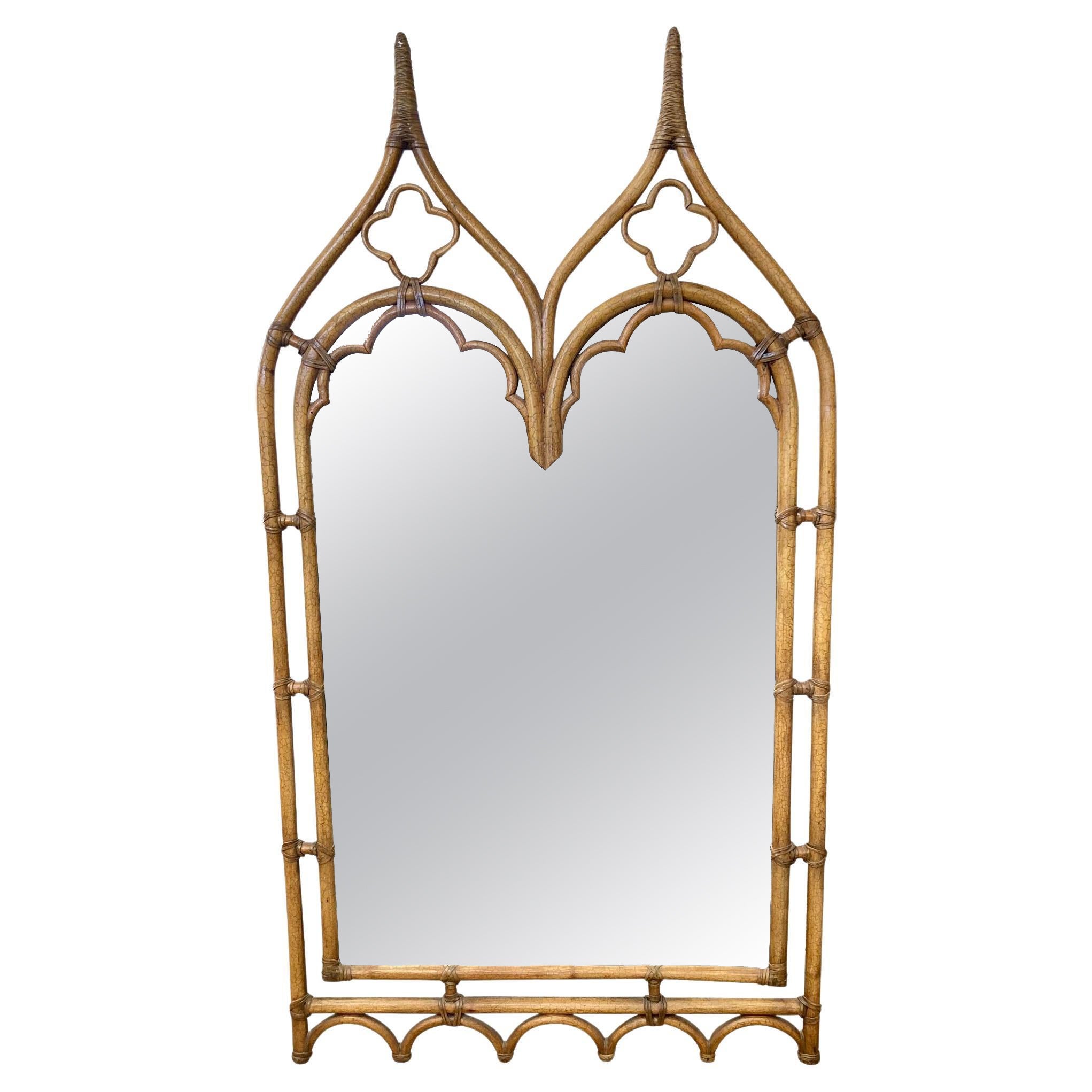 McGuire Rattan Gothic Mirror