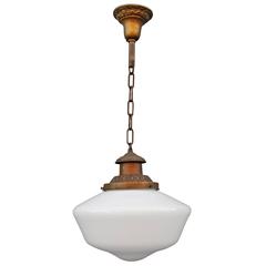 Vintage 1930s School House Pendant Light