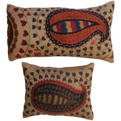 Vintage Pair of hand embrodery Suzani pillows 