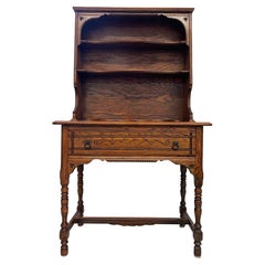Used Early American Style Two Piece Hutch and Console Table.