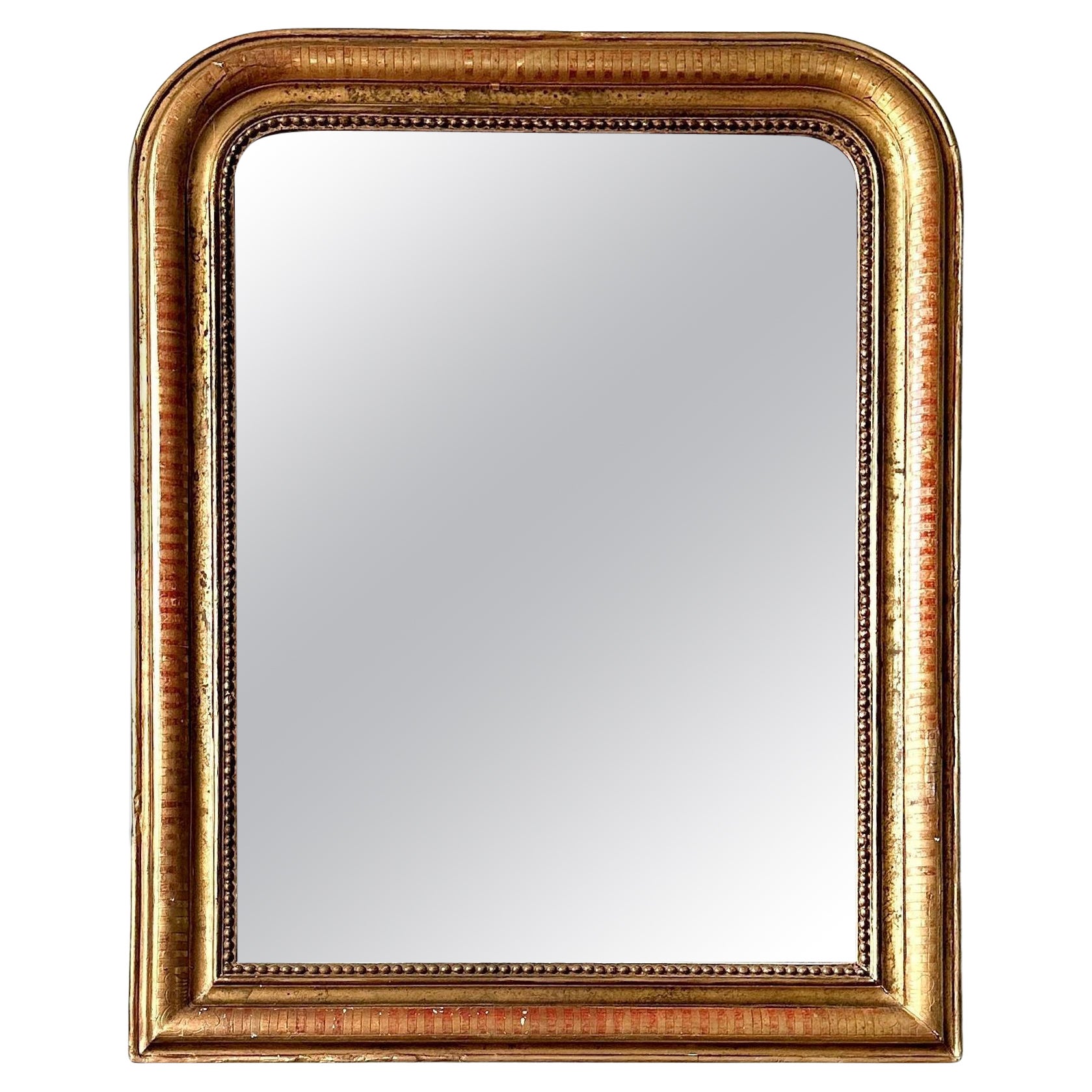 C19th Louis Philippe Gilt Arch Top Wall Mirror For Sale