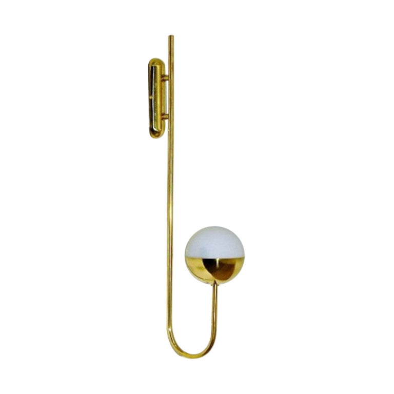 Italian Modern Brass and Opaline Glass Sconce by Fabio Ltd For Sale