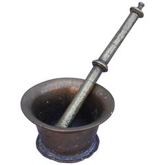 Antique 19th Century Solid Brass Mortar and Pestle