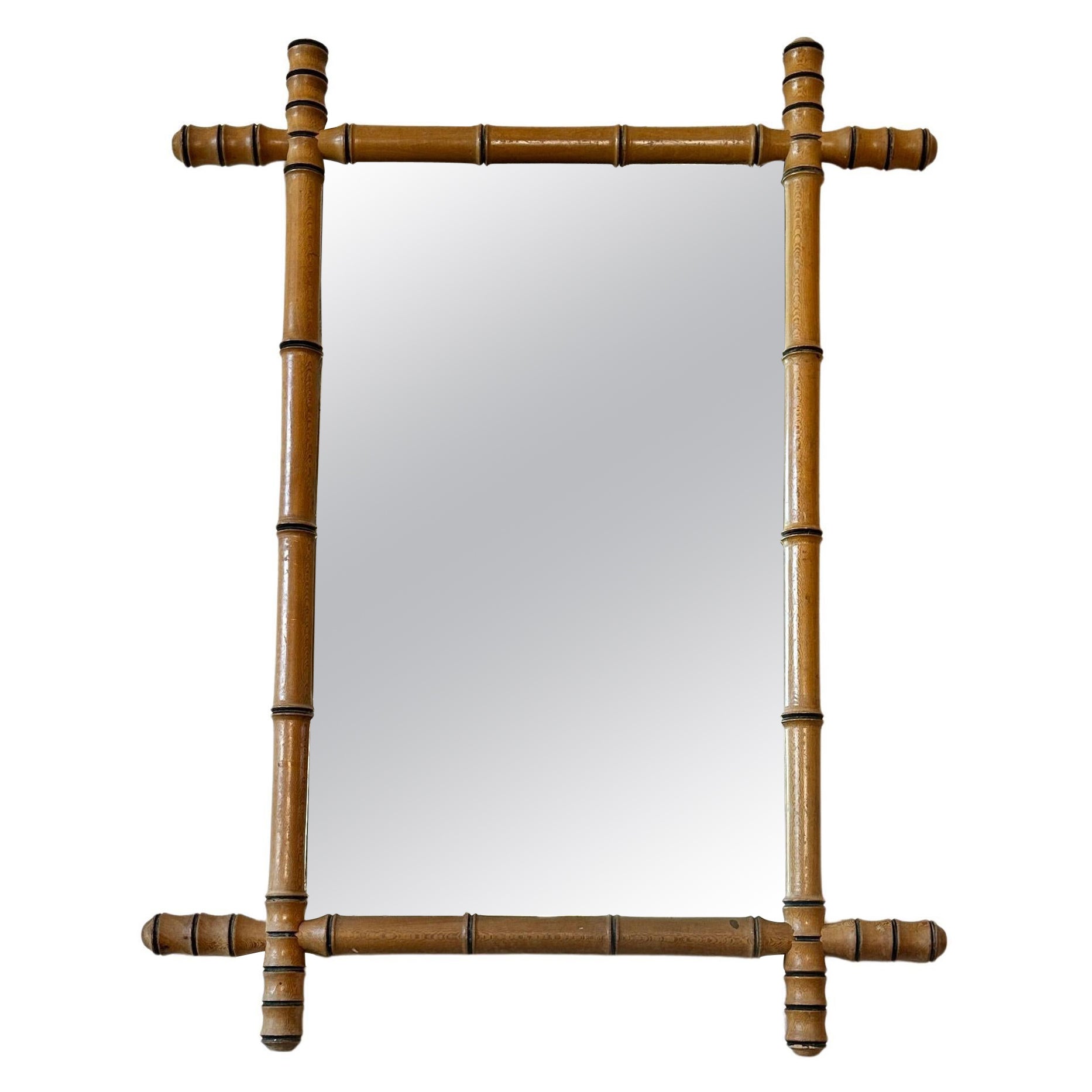 Large C19th French Faux Bamboo Mirror