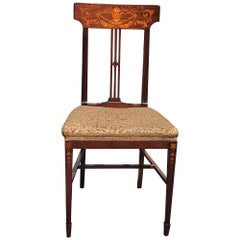 19th Century Dutch Colonial Mahogany Marquetry Side Chair 