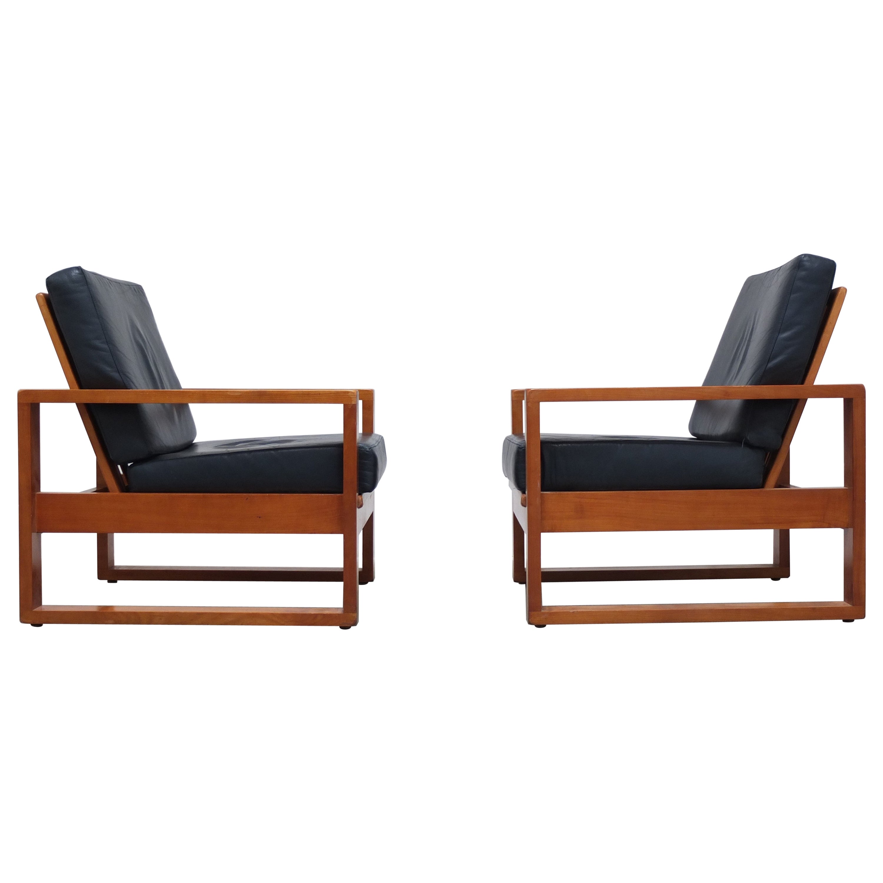 Unique Pair of Modernist Lounge Chairs by Van Den Berghe-Pauvers, 1960s For Sale