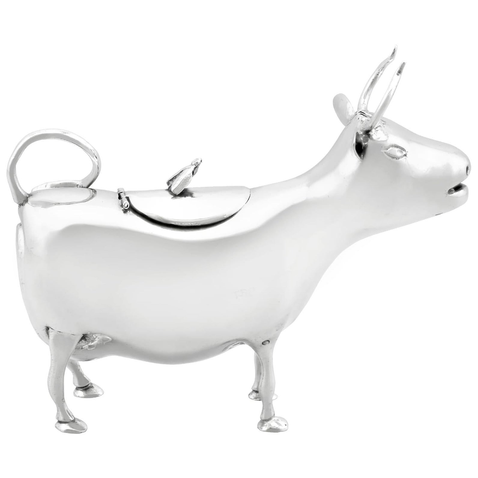 Antique Victorian Sterling Silver Cow Creamer  For Sale