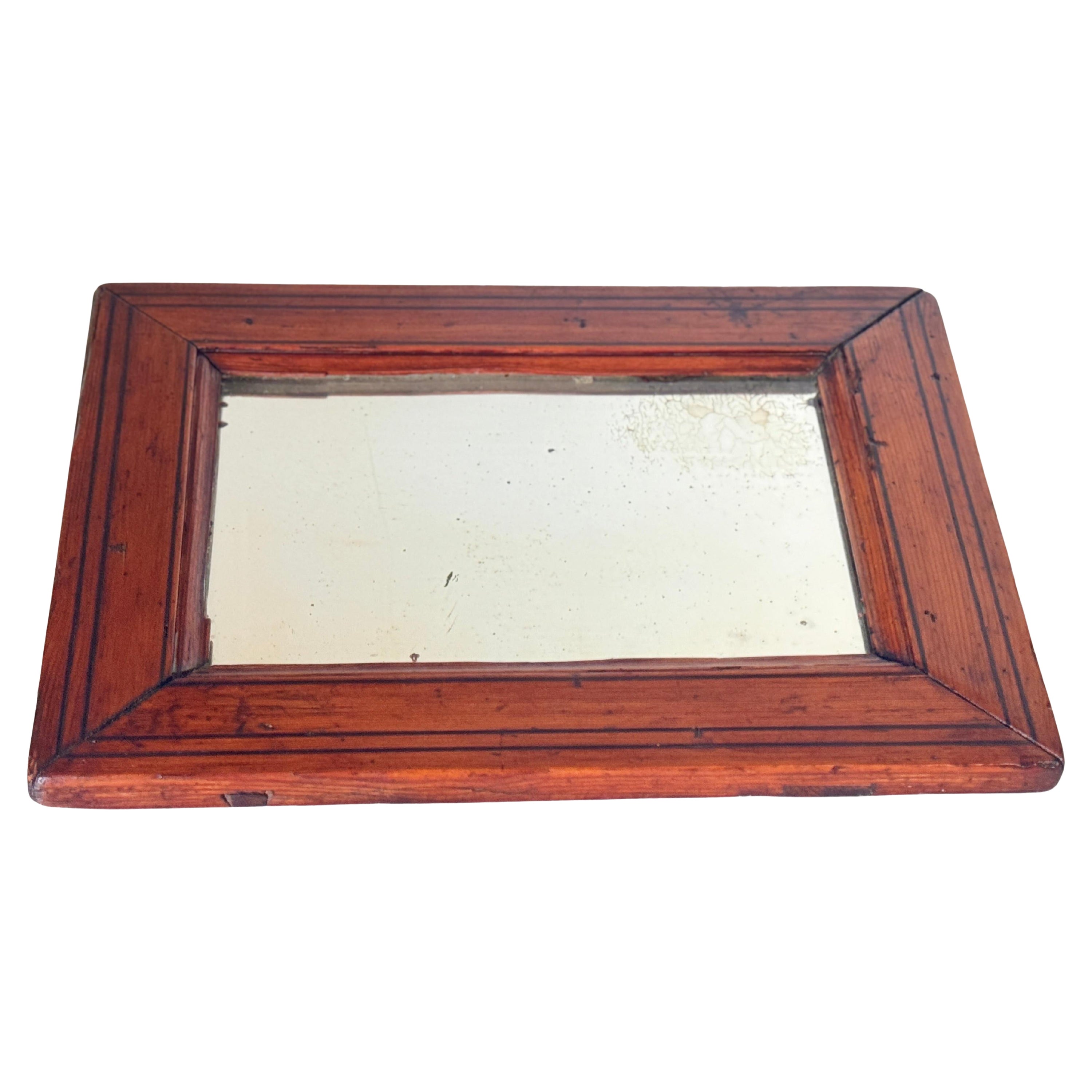 Classical Wood Frame Mirror Brown Color Beautiful Patina Color, England 1940 For Sale