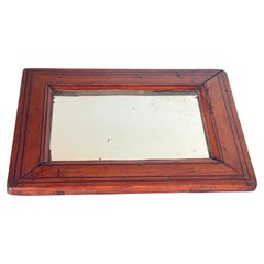 Vintage Classical Wood Frame Mirror Brown Color Beautiful Patina Color, England 1940