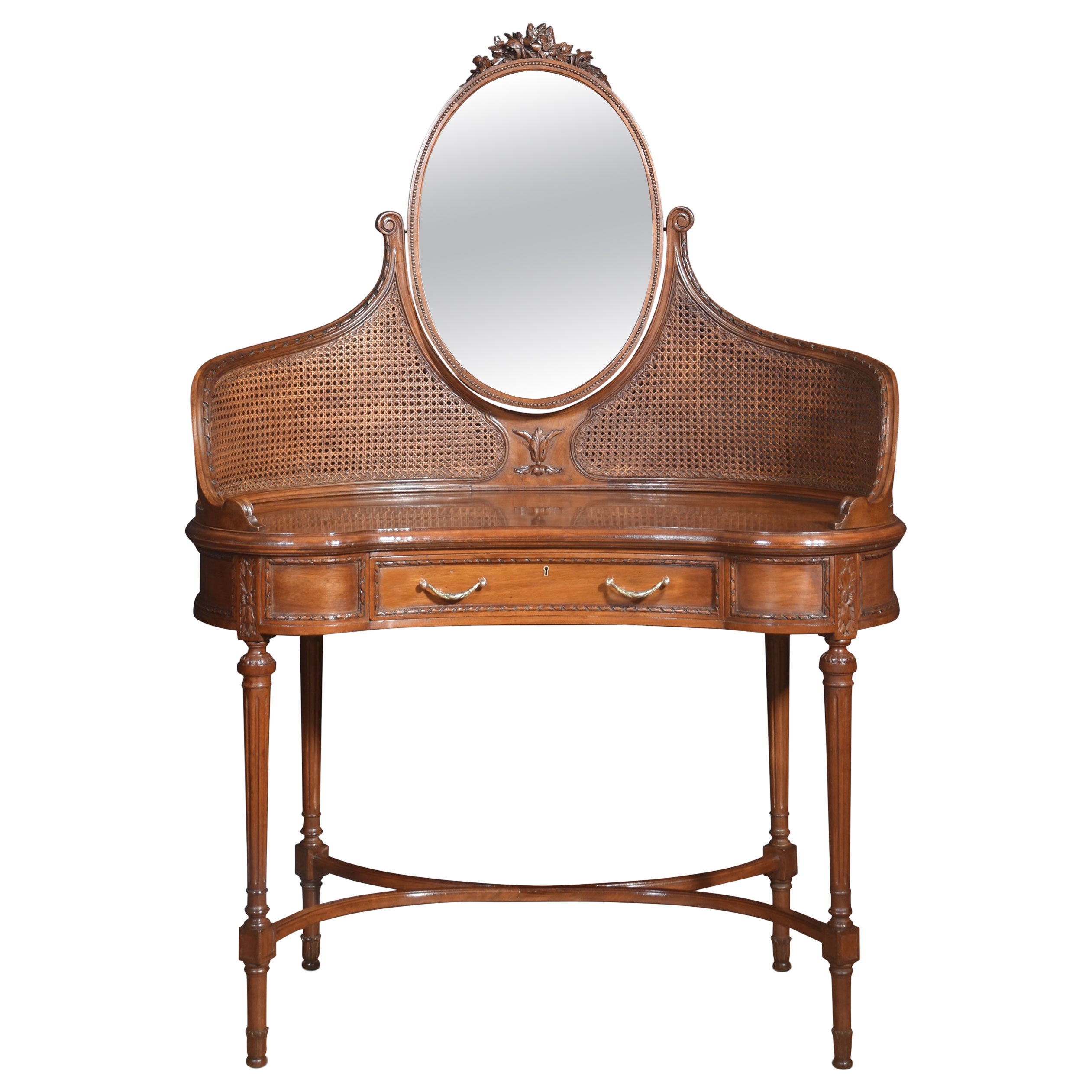 Walnut kidney shaped dressing table For Sale