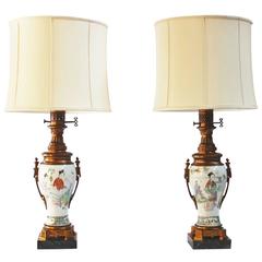 Pair of 18th Century Chinese Gilt Mounted Porcelain Vases as Lamps 11