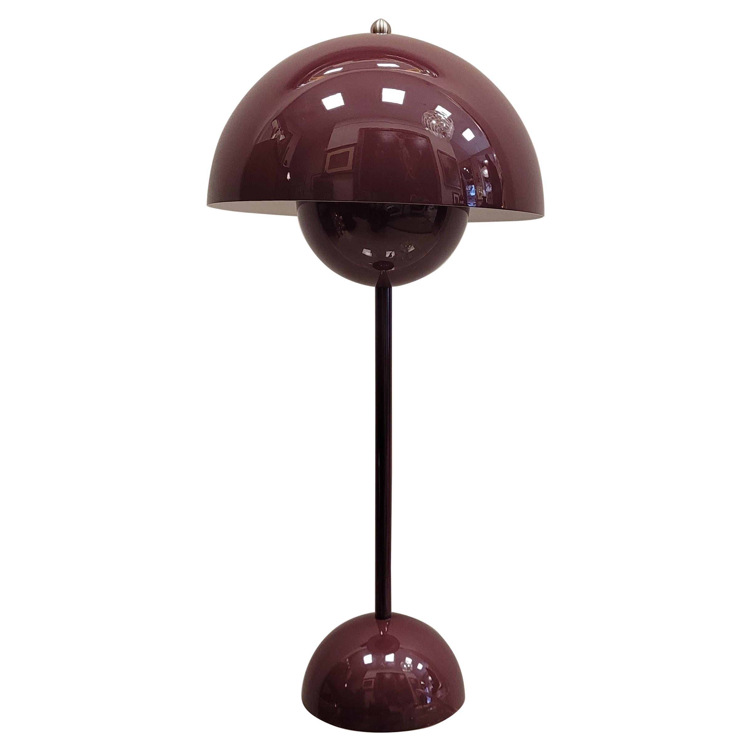 Verner Panton Panthella  Burgundy Table lamp signed For Sale