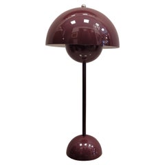 Used Verner Panton Panthella  Burgundy Table lamp signed