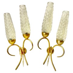 Maison Arlus Sconces glass and brass french elegance , Paris 1950s