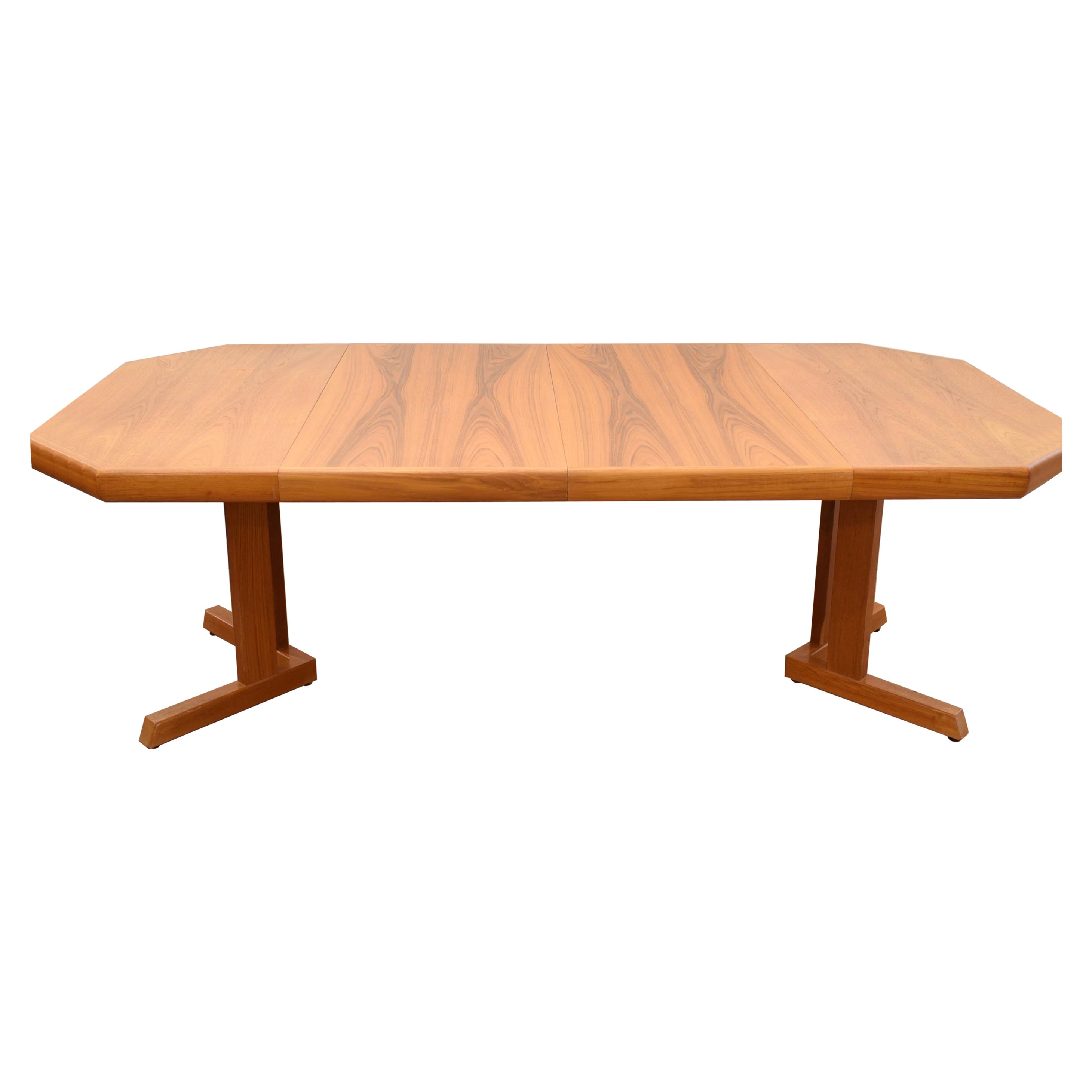 Large Mid Century Teak Dining Table For Sale