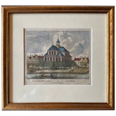 Framed Antique Print of the Temple Orientale Oosterkerk in Amsterdam, 1710