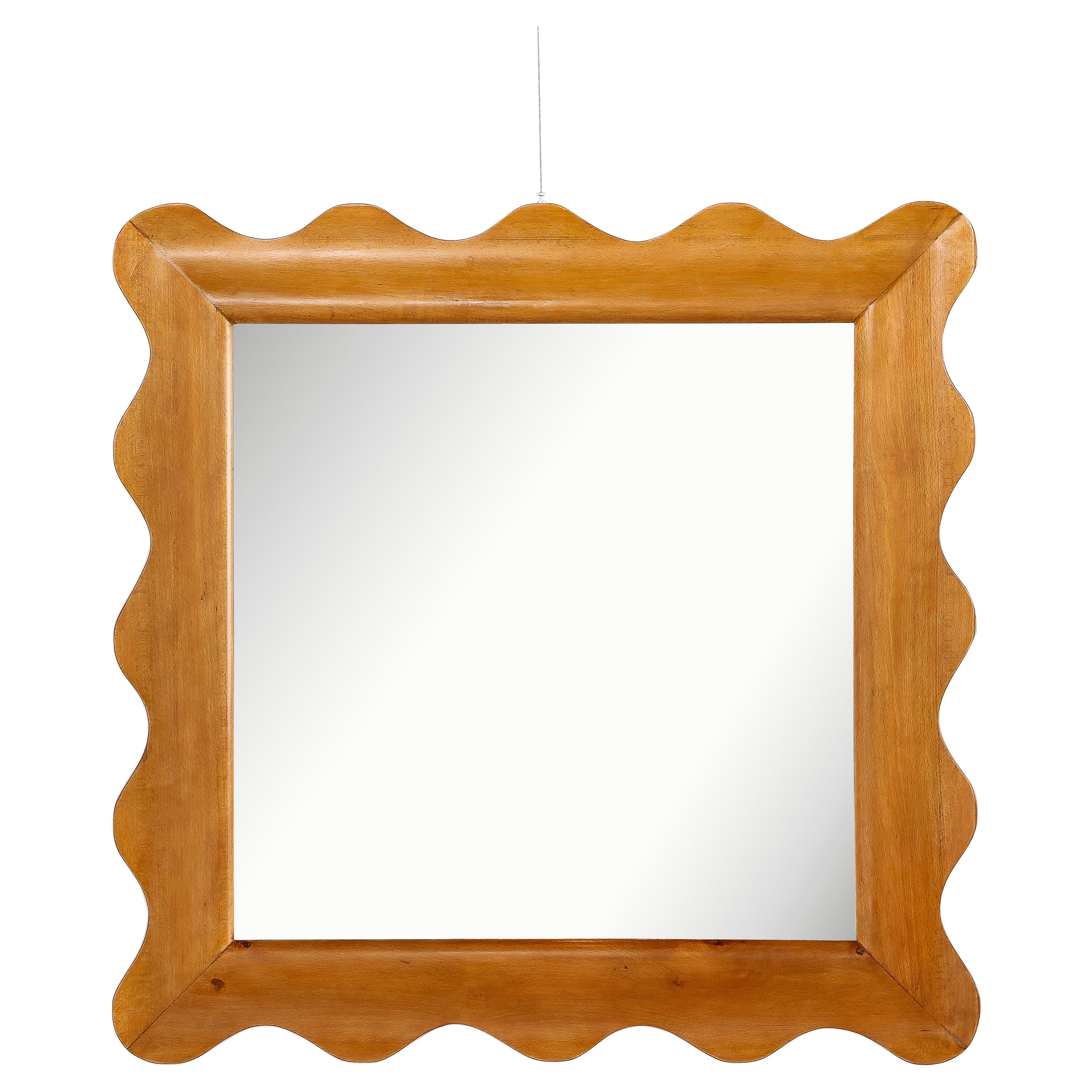 Italian Scalloped Shaped Wood Wall Mirror For Sale