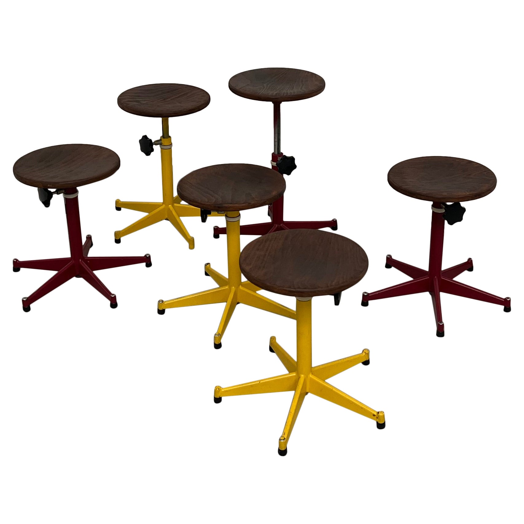 6 vintage stools from a french school, 50's For Sale
