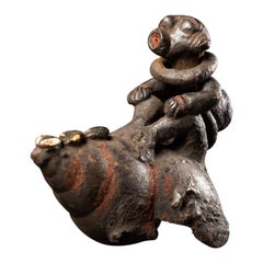 Ceremonial Monkey Figure on a Snailshell, German Collection, Bulu People