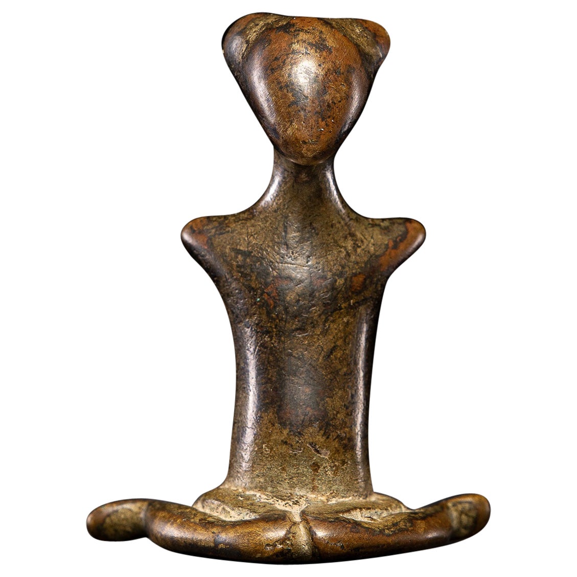 Bronze sitting female statue, Kulango People, Ivory Coast