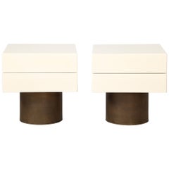 Vintage Pair of Italian Modernist Lacquered End / Side Tables, Italy, circa 1970 