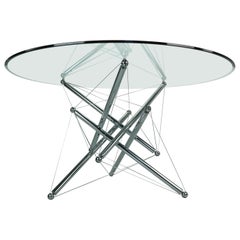 Theodore Waddell for Cassina 714 Tensegrity Chromed Steel Dining Table, 1980s