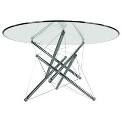 Table de salle à manger Tensegrity en acier chromé Theodore Waddell pour Cassina 714, années 1980 