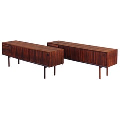 Rare Pair of Haug Snekkeri Cabinets or Credenzas in Full Bookmatched Rosewood