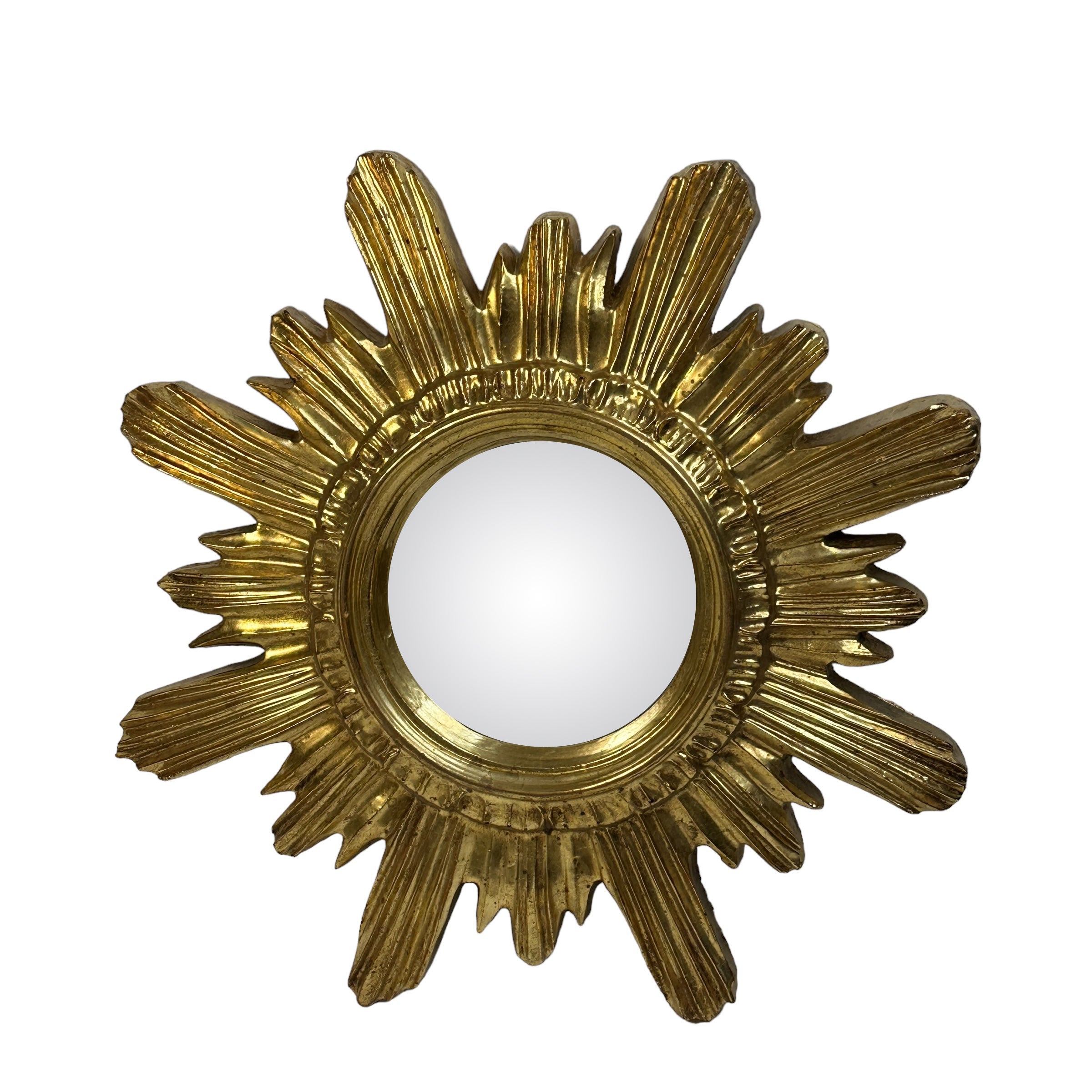 Beautiful Sunburst Starburst Mirror Gilt Resin Stucco, Italy, circa 1960s For Sale