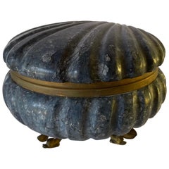 Italian Blue Marble Clamshell Vanity Box