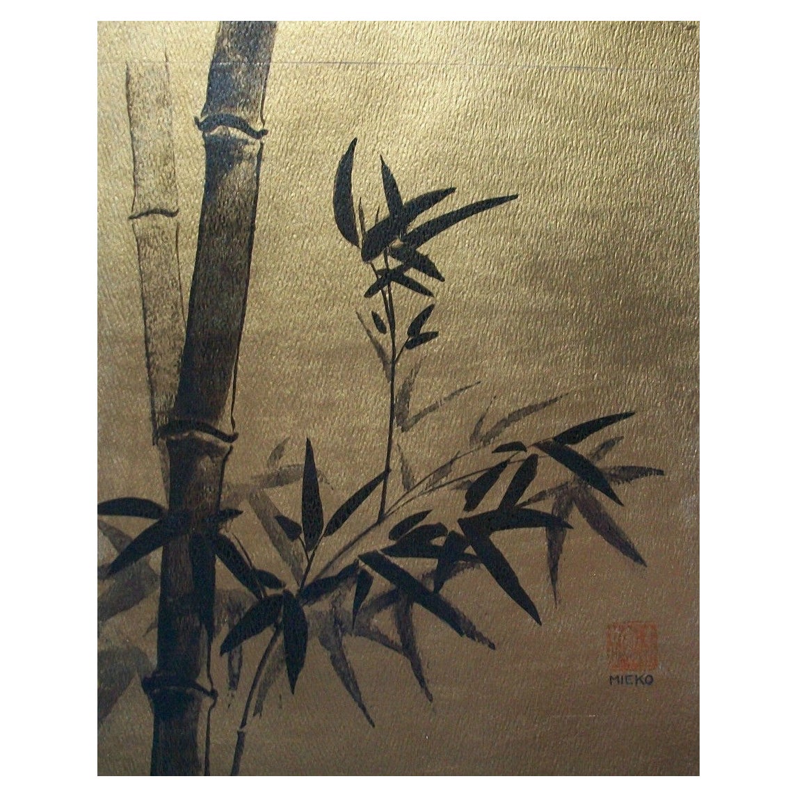 MIEKO - Peinture vintage de style asiatique sur papier - Signée - Japon - C.I.C.