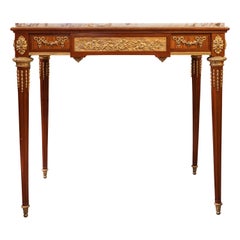 A very fine 19th c French Louis XVI signed marble top and gilt bronze table