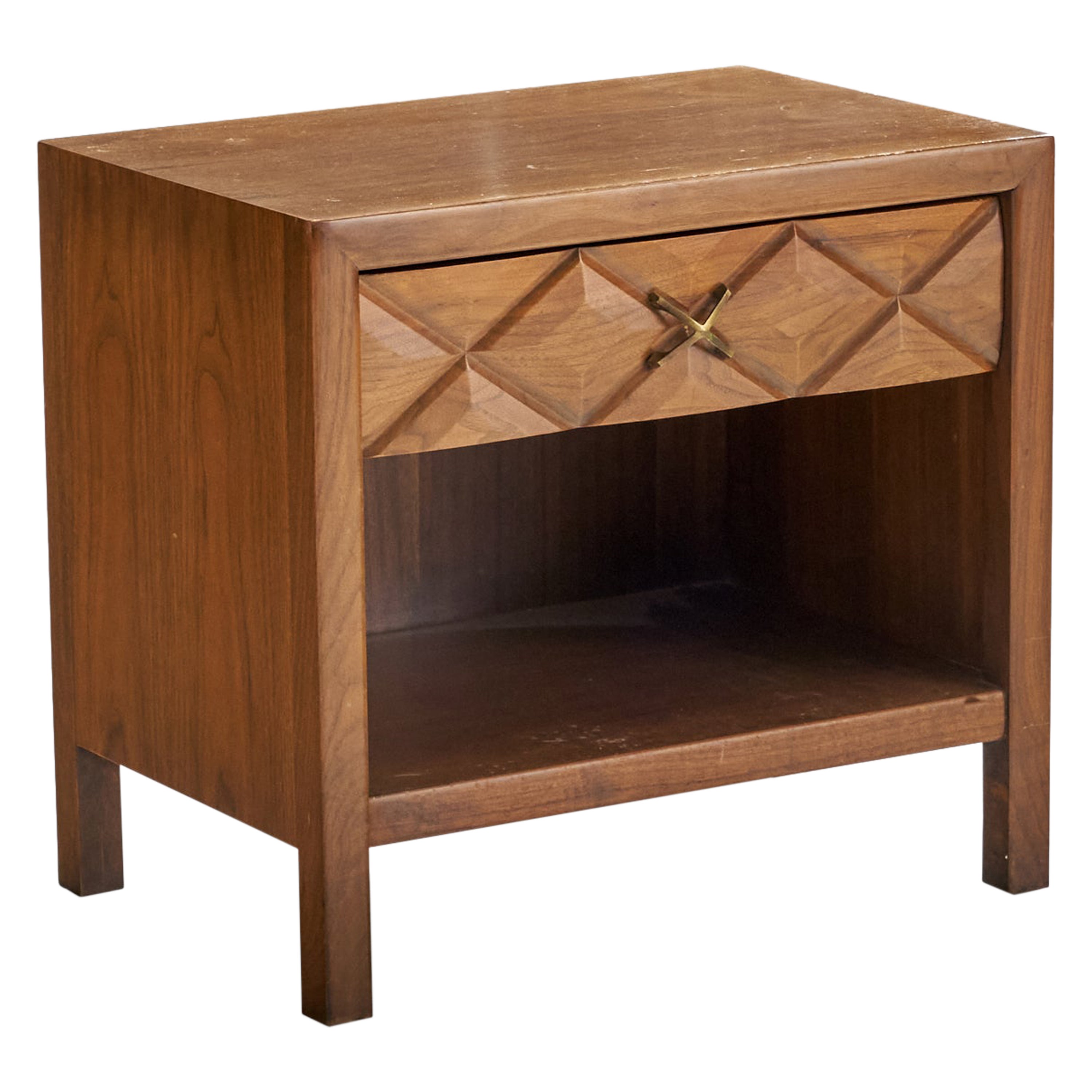 Widdicomb, Nightstand, Walnut, Brass, USA, 1950s For Sale