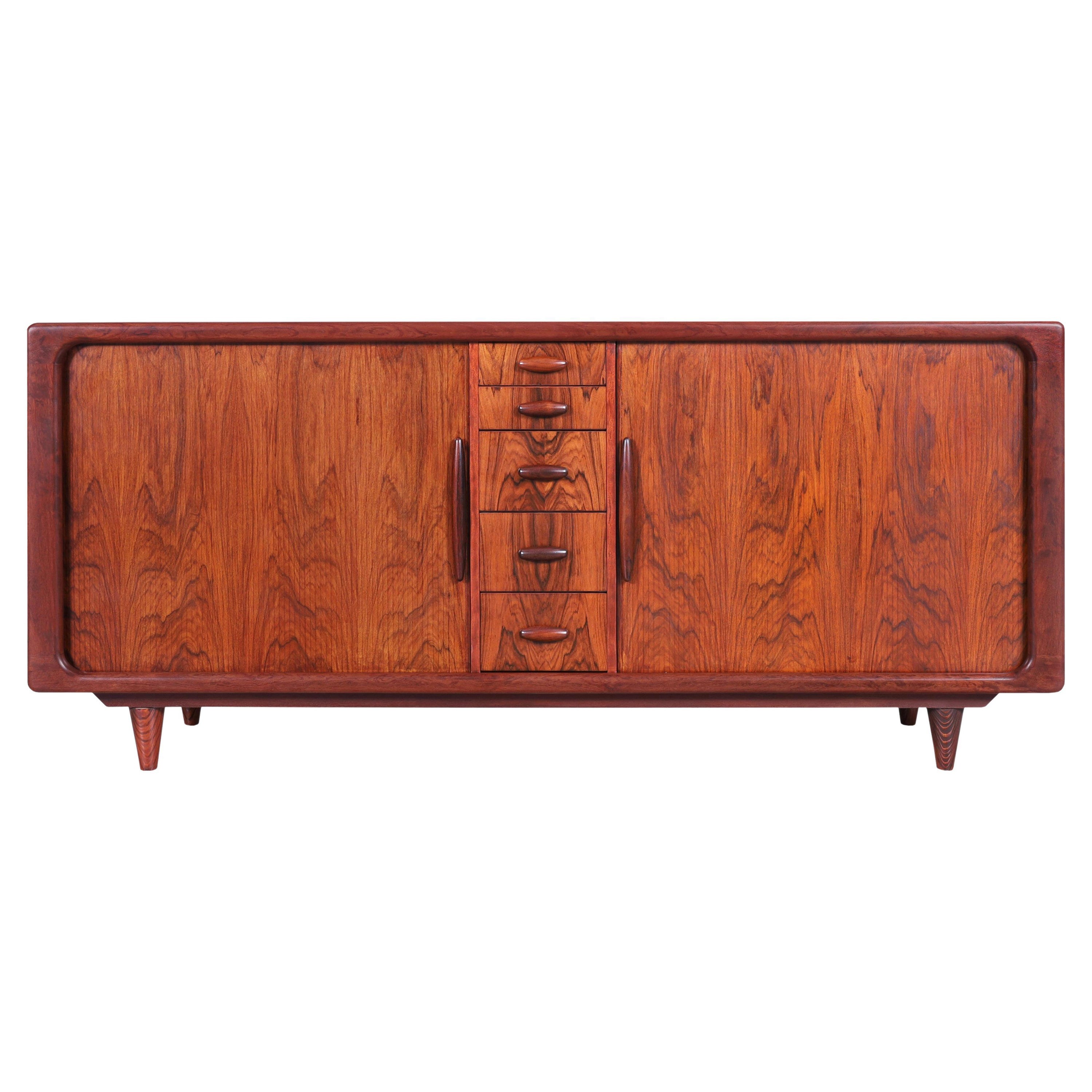 Danish Modern Rosewood Tambour Door Credenza by Dyrlund
