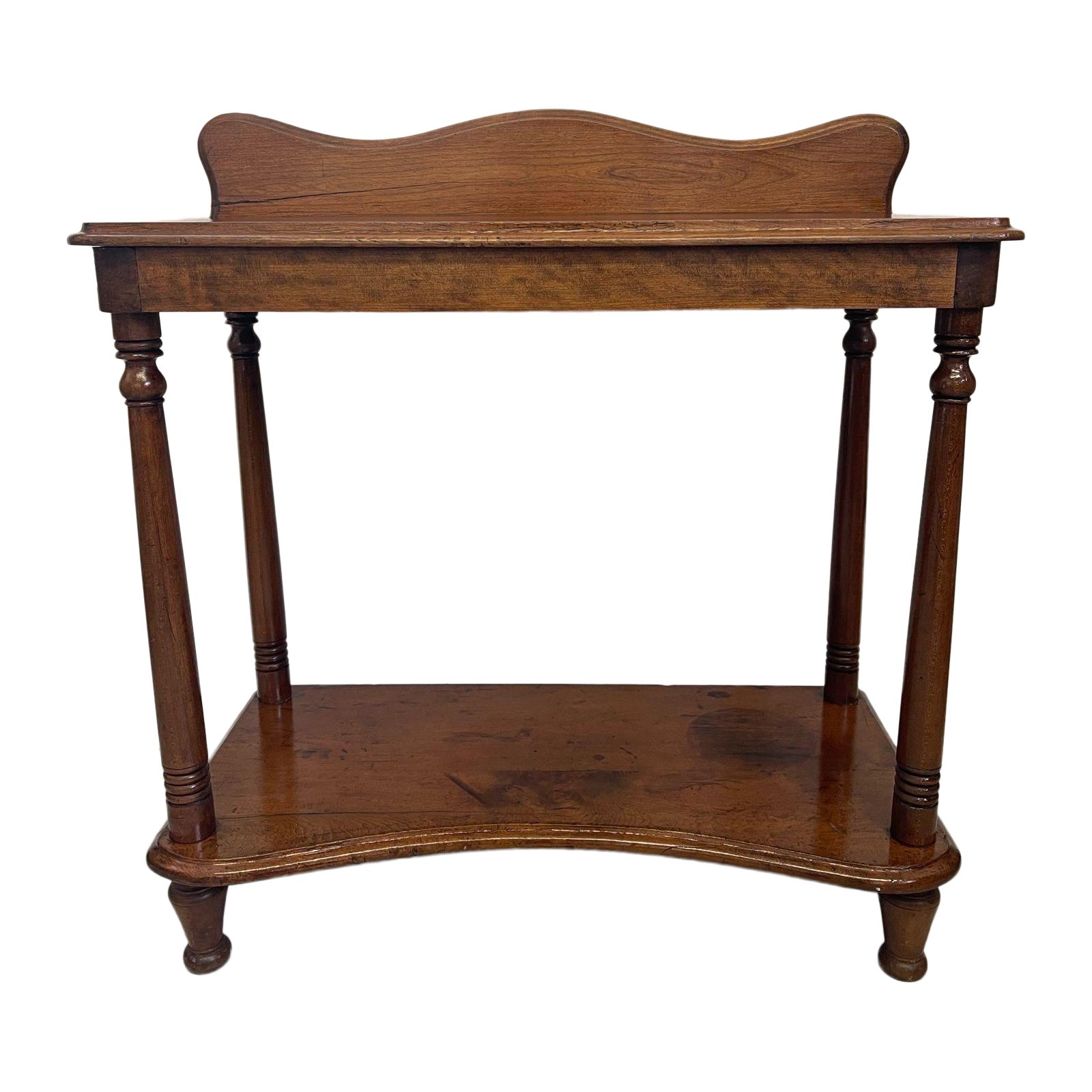 Antique Wooden Console Side Table With Turned Legs. For Sale