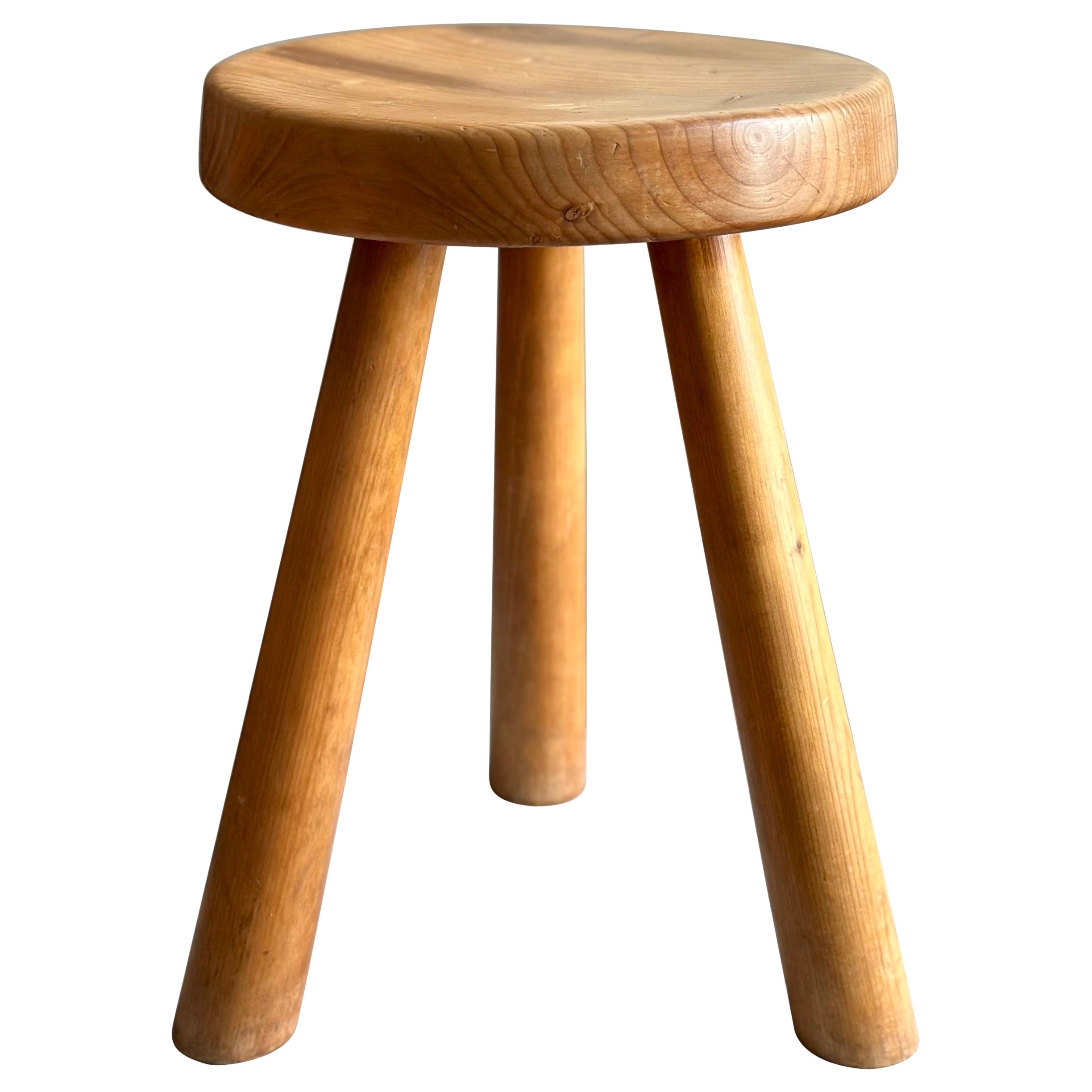Charlotte Perriand Tripod Stool in Pine for Les Arcs, 1960s For Sale