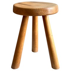 Vintage Charlotte Perriand Tripod Stool in Pine for Les Arcs, 1960s