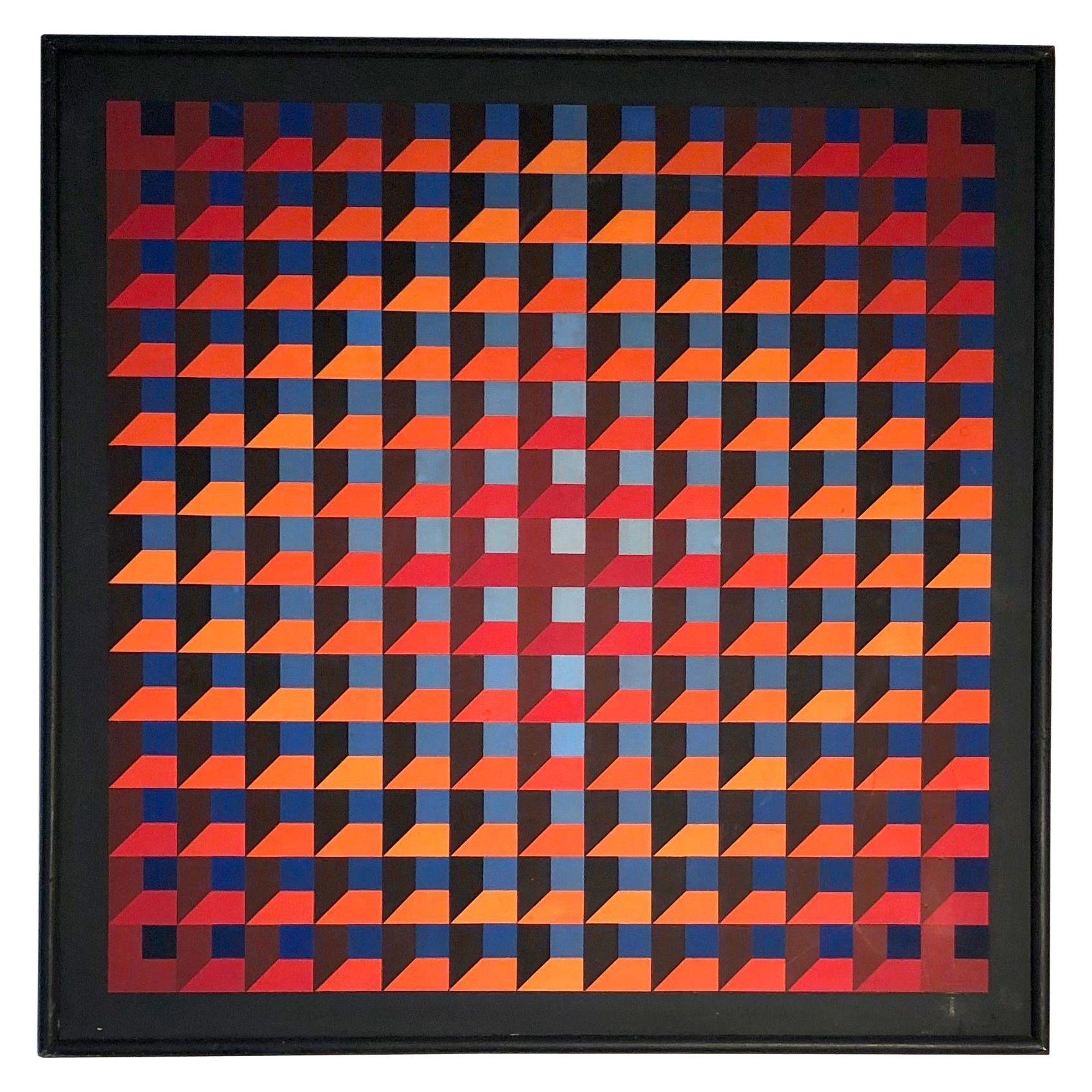 An OP-ART KINETIC PAINTING on Panel by JEAN-PIERRE YVARAL VASARELY, France 1968