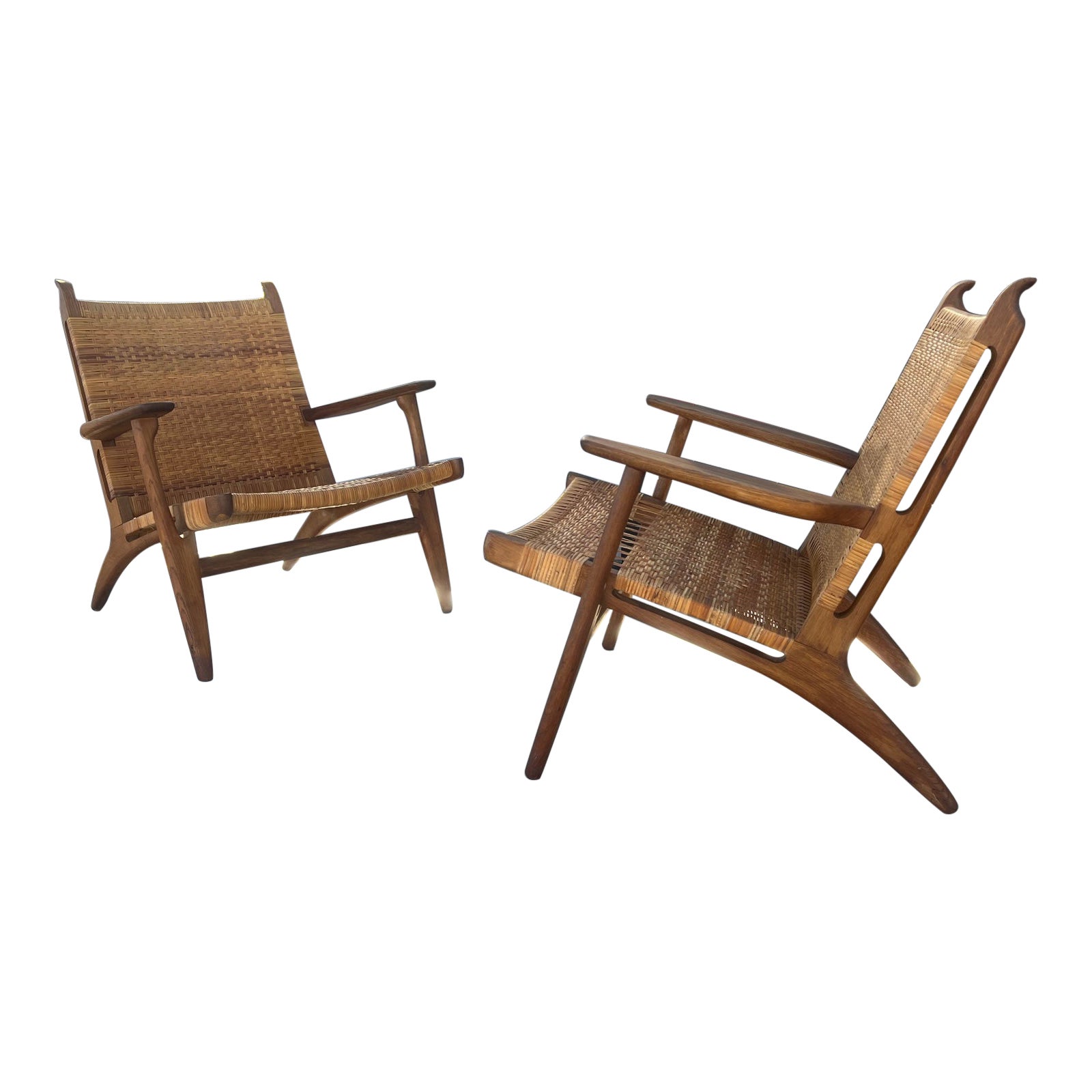 Pair of “CH 27” Lounge Chairs by Hans J. Wegner, Denmark, 195os For Carl Hansen For Sale